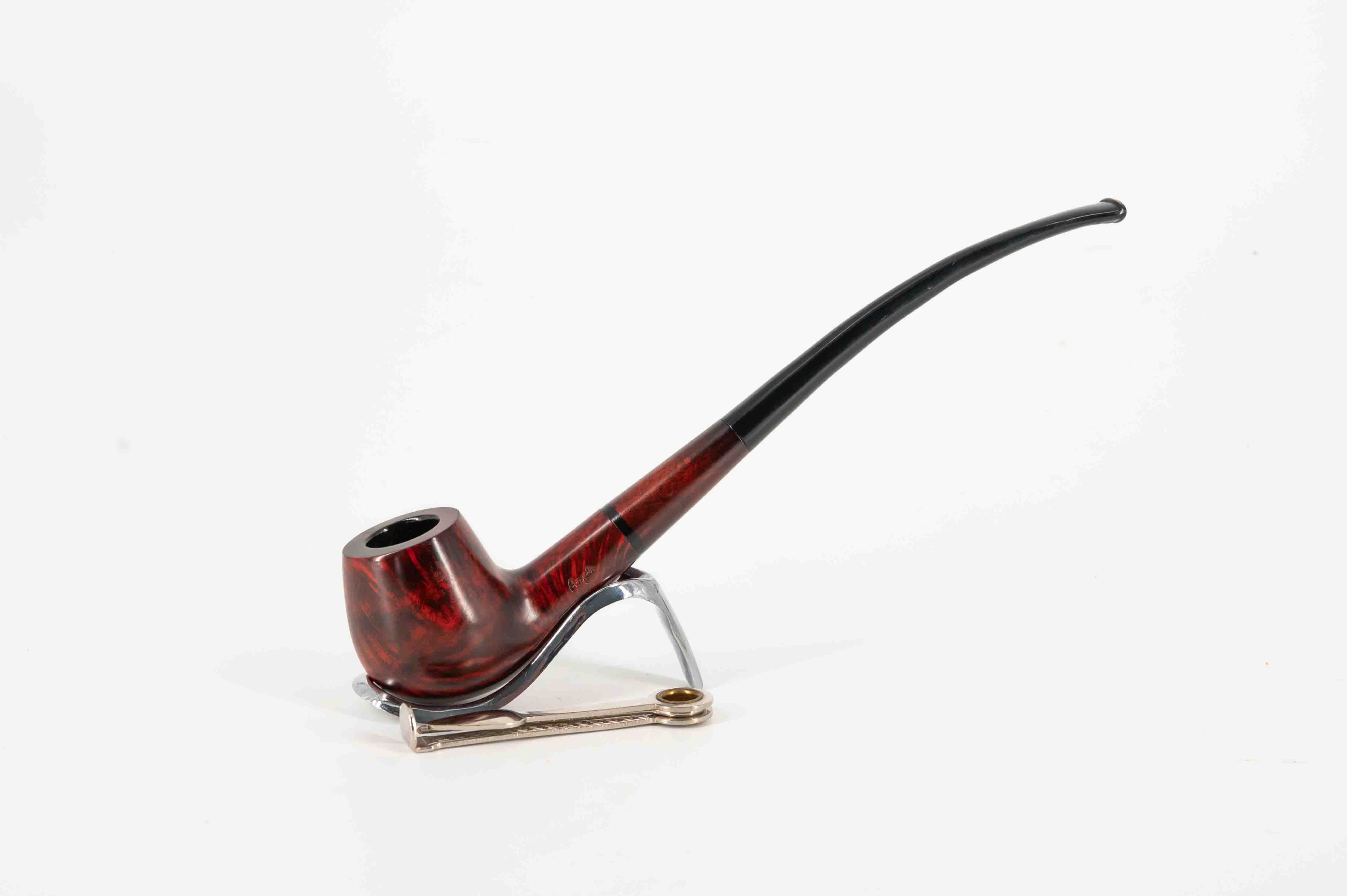 Angelo Midi vörösesbarna hajlított Churchwarden pipa – 9 mm filteres
